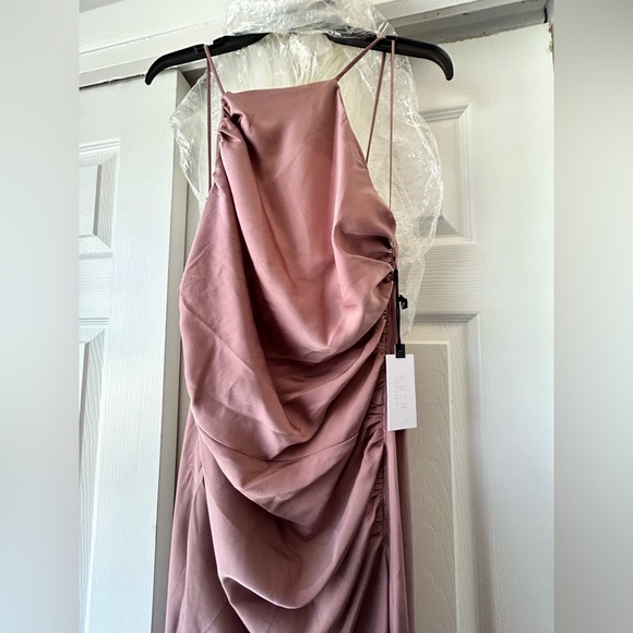 ASTR THE LABEL Mauve Halter Neck Satin Maxi Dress, XL - Picture 2 of 7